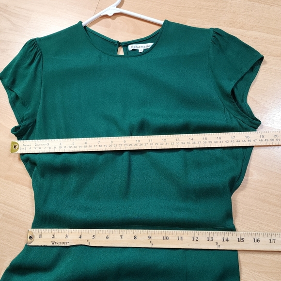 Reformation Gavin Emerald Green Dress Open Back Cap Sleeve Slit Midi Size 12 - Picture 7 of 16